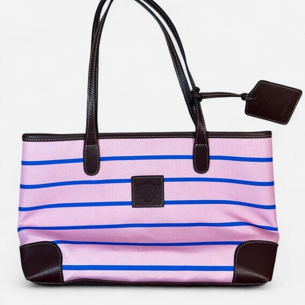 Barrington Pink & Blue Striped Weekend Tote Bag Purse Preppy Timeless Travel